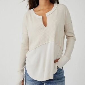 Free People Women's Monterey Thermal Waffle Knit Oversized Long Sleeve - Medium